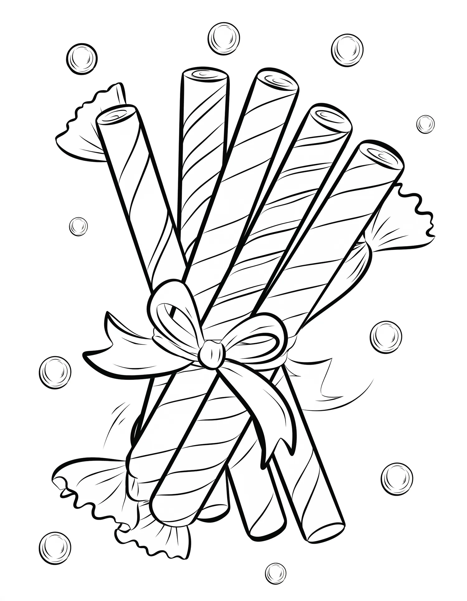 Sucres d'Orge en Bouquet, Coloriage pâtisserie à imprimer gratuitement